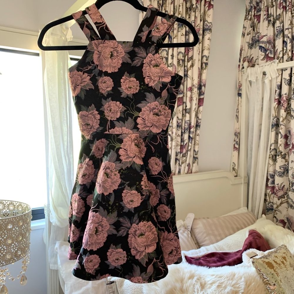 Pink and Black Flower Dress